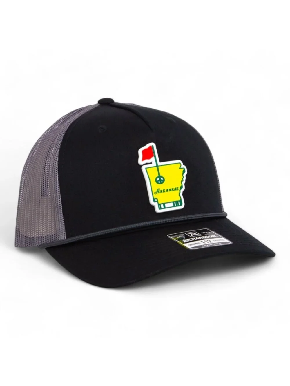 Arkansas Masters Golf 3D Snapback Trucker Rope Hat- Black/ Charcoal
